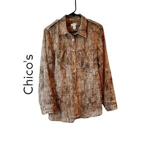 𝅺CHICO'S semi sheer camp shirt